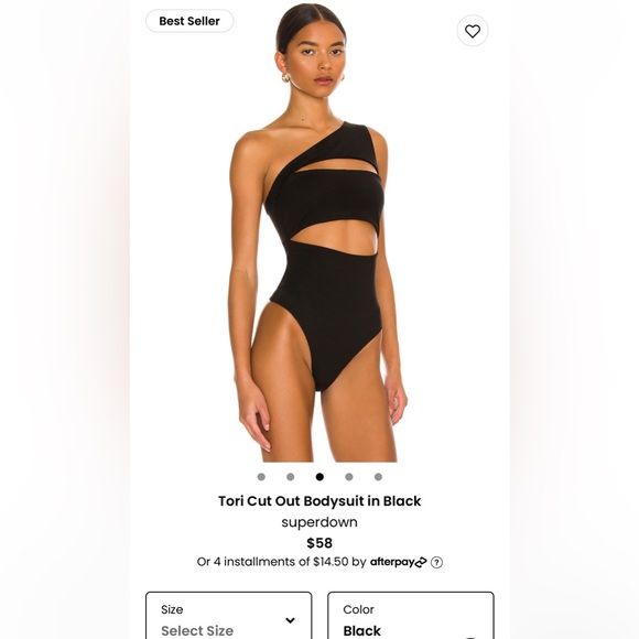 Superdown Tori Cut Out Bodysuit in Black - Picture 5 of 7